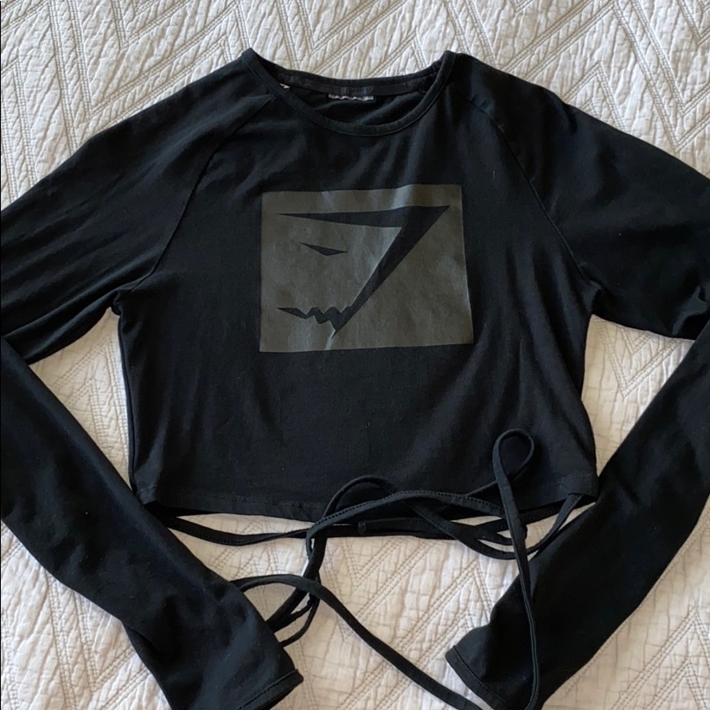 Gymshark Blackout Long Sleeve Ribbon Crop Top